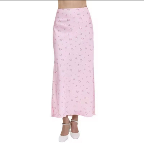 Amelie Vintage Rose Satin Maxi Skirt