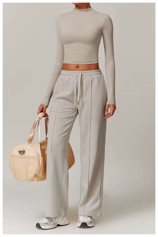 SYLA Elevate 2-Piece Set – Mock Neck Long Sleeve & Wide-Leg Pants