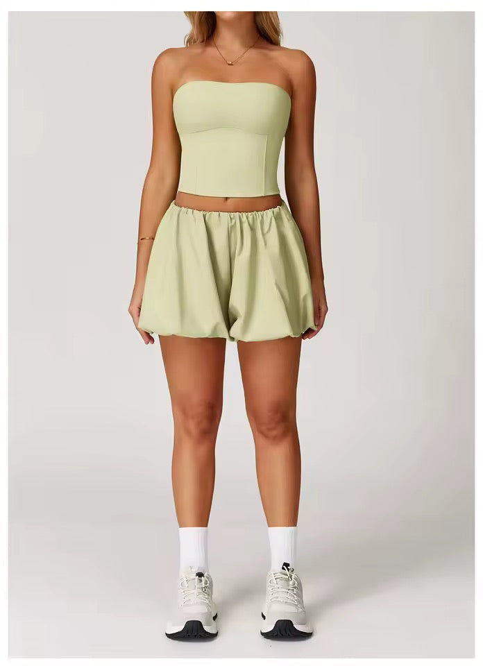 SYLA Breeze 2-Piece Set – Bandeau Top + Bubble Shorts