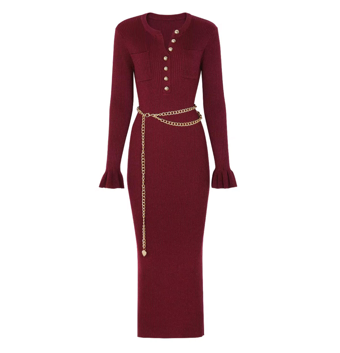 Noéline Buttoned Knit Midi Dress