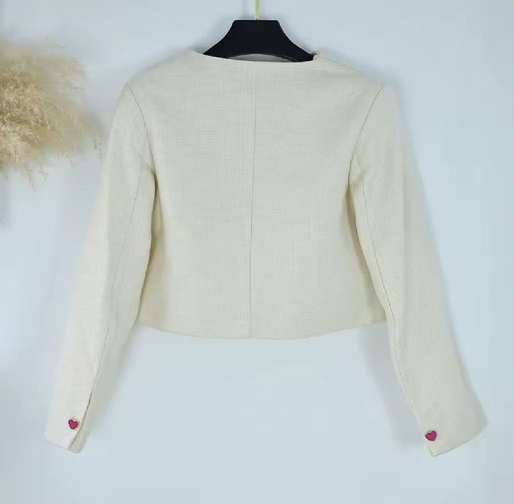 Amour Heart Button Cropped Jacket