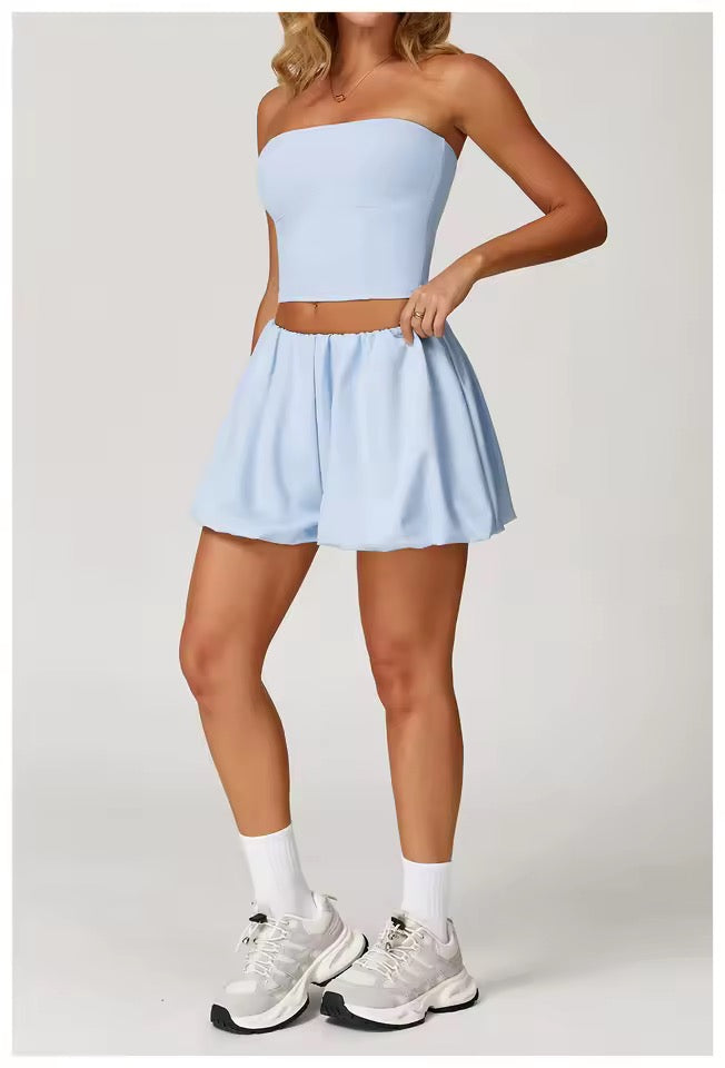SYLA Breeze 2-Piece Set – Bandeau Top + Bubble Shorts