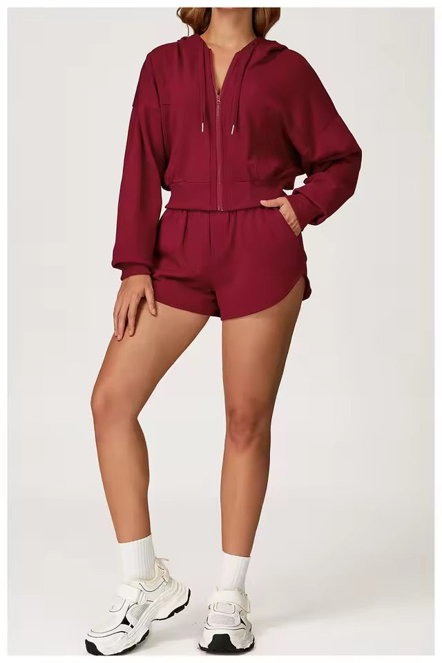 SYLA Cozy Motion 2-Piece Set – Zip Hoodie + Sweat Shorts
