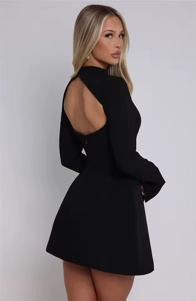 Marlowe Backless Long Sleeve Mini Dress
