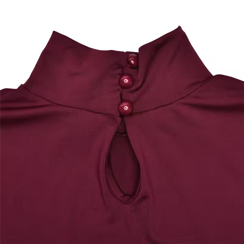 Elira Burgundy Bubble Hem Mini Dress