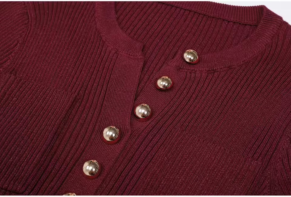 Noéline Buttoned Knit Midi Dress