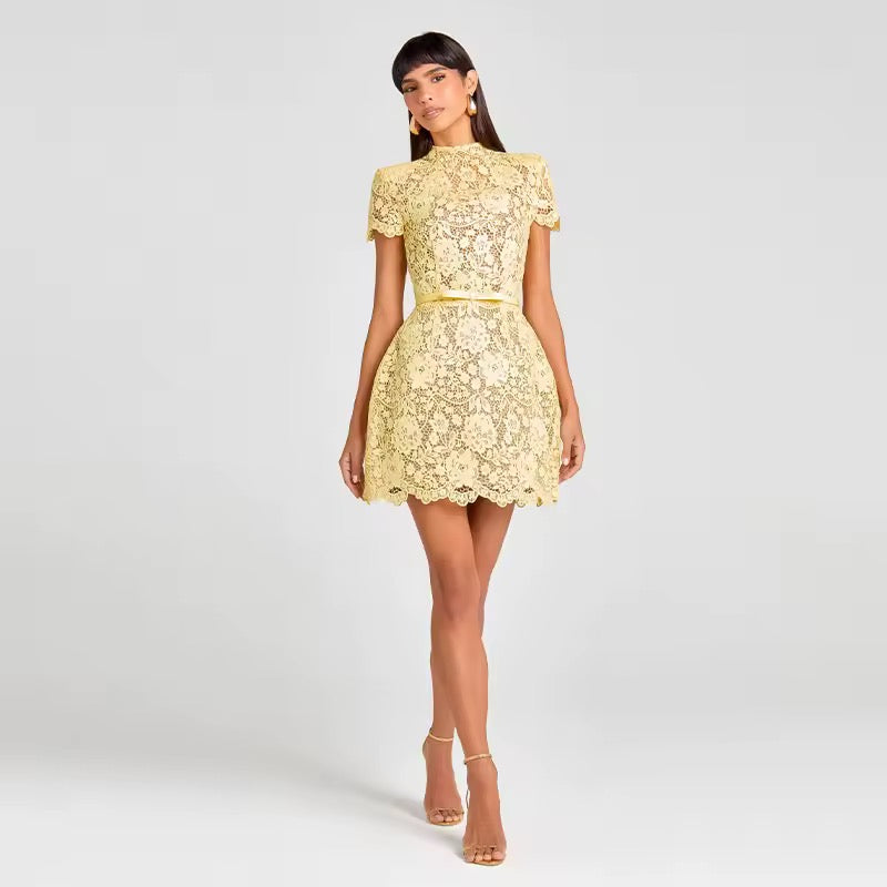 Amélie Lace Blossom Mini Dress