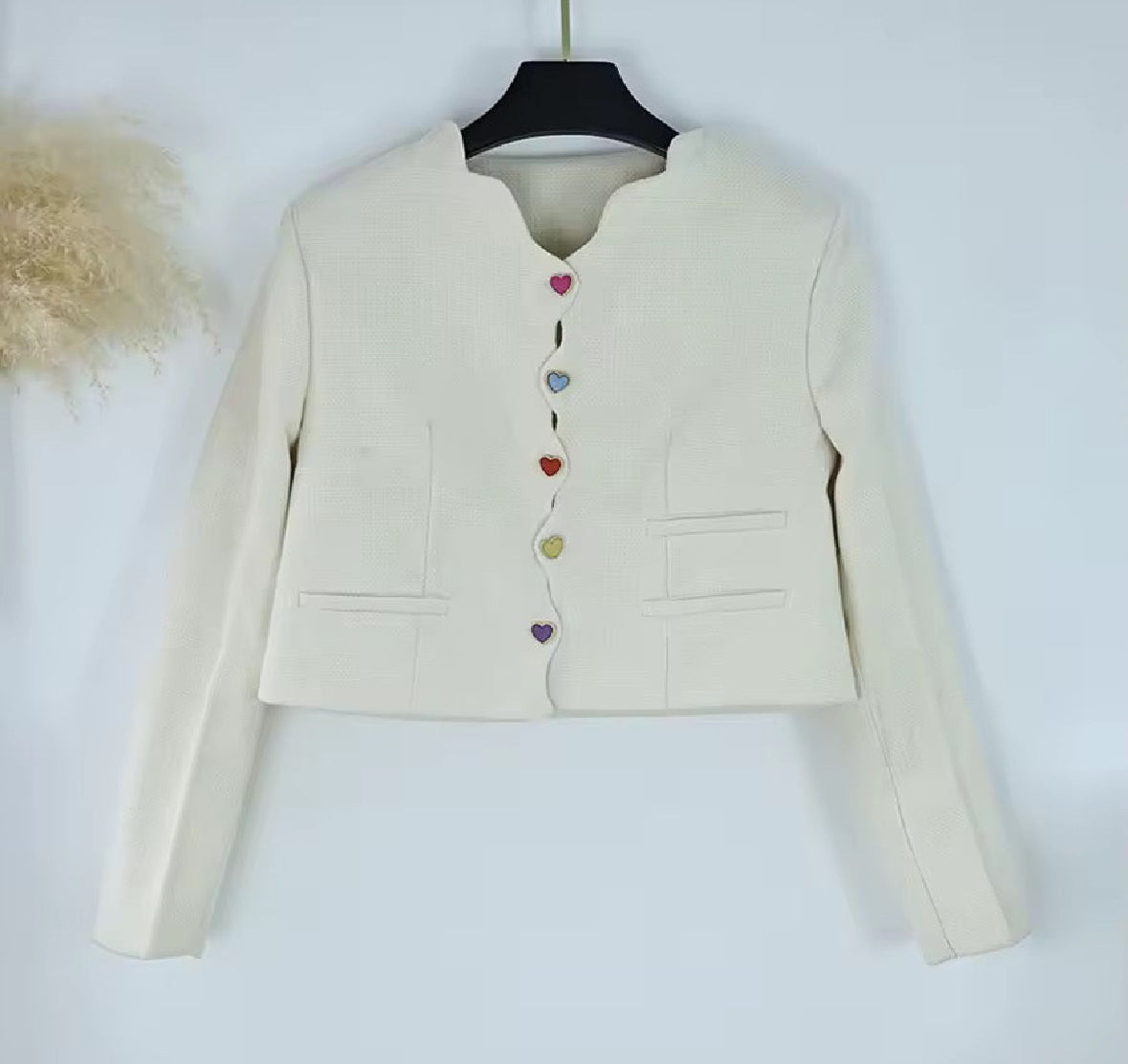 Amour Heart Button Cropped Jacket