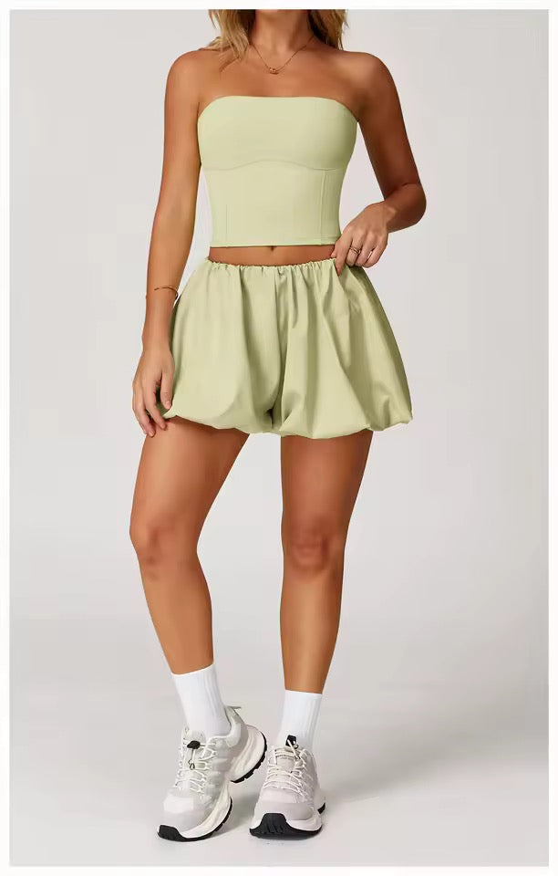 SYLA Breeze 2-Piece Set – Bandeau Top + Bubble Shorts