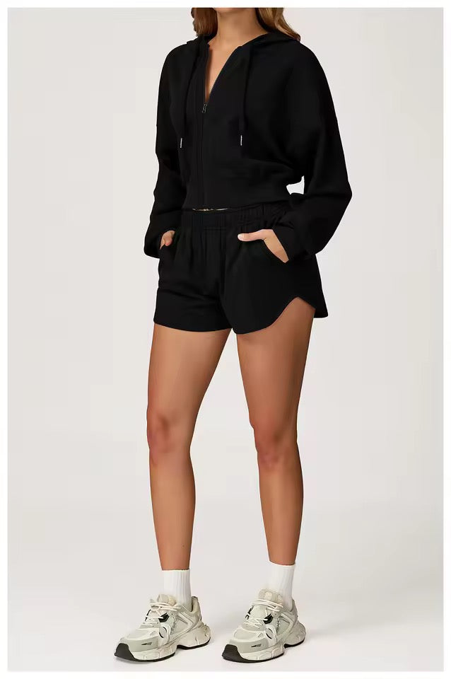 SYLA Cozy Motion 2-Piece Set – Zip Hoodie + Sweat Shorts