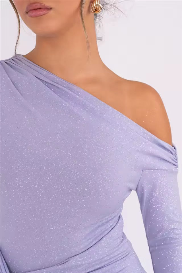 Alèa One-Shoulder Sparkle Maxi Dress