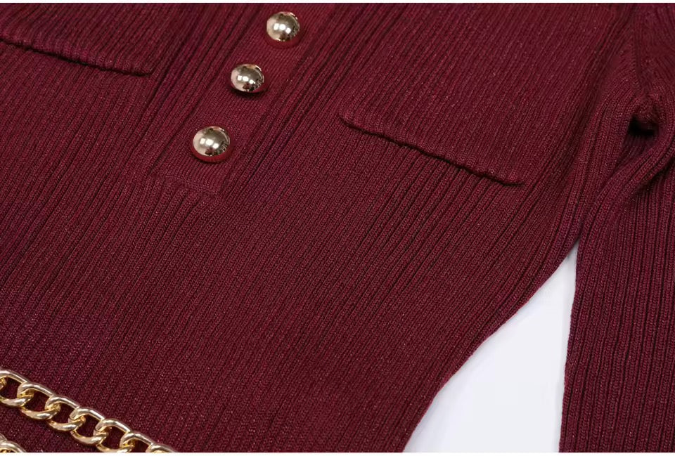 Noéline Buttoned Knit Midi Dress