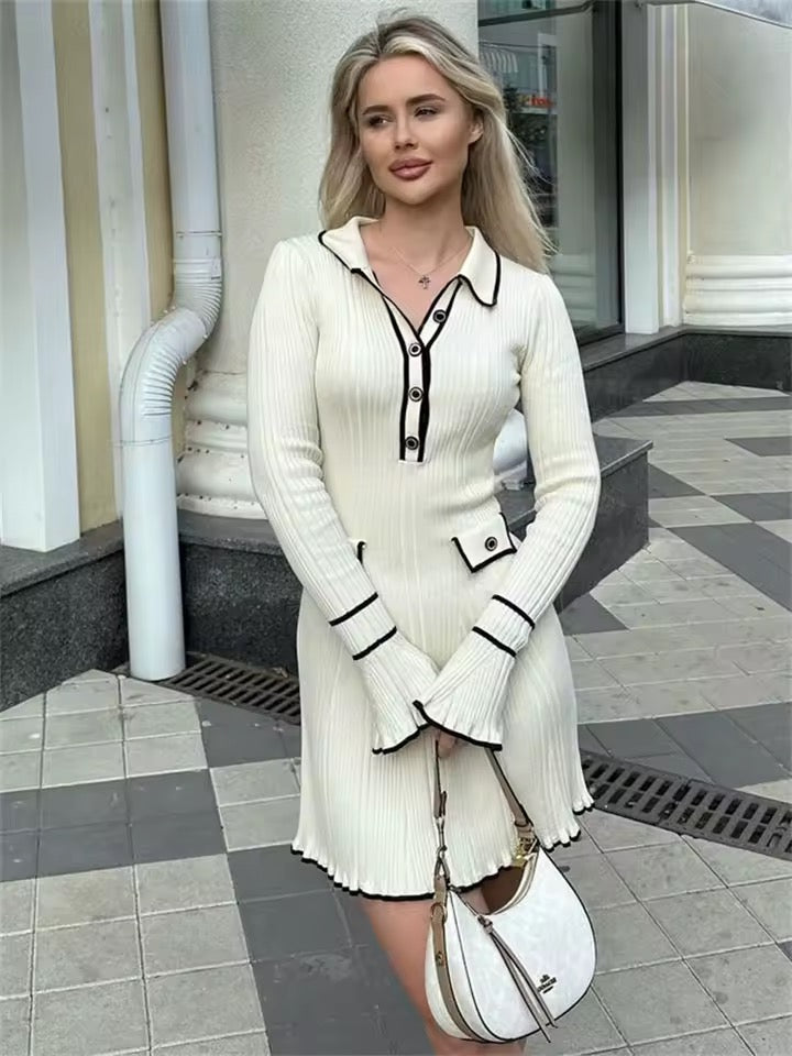 Amoria Contrast Knit Mini Dress