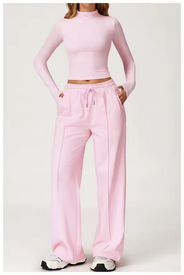 SYLA Elevate 2-Piece Set – Mock Neck Long Sleeve & Wide-Leg Pants