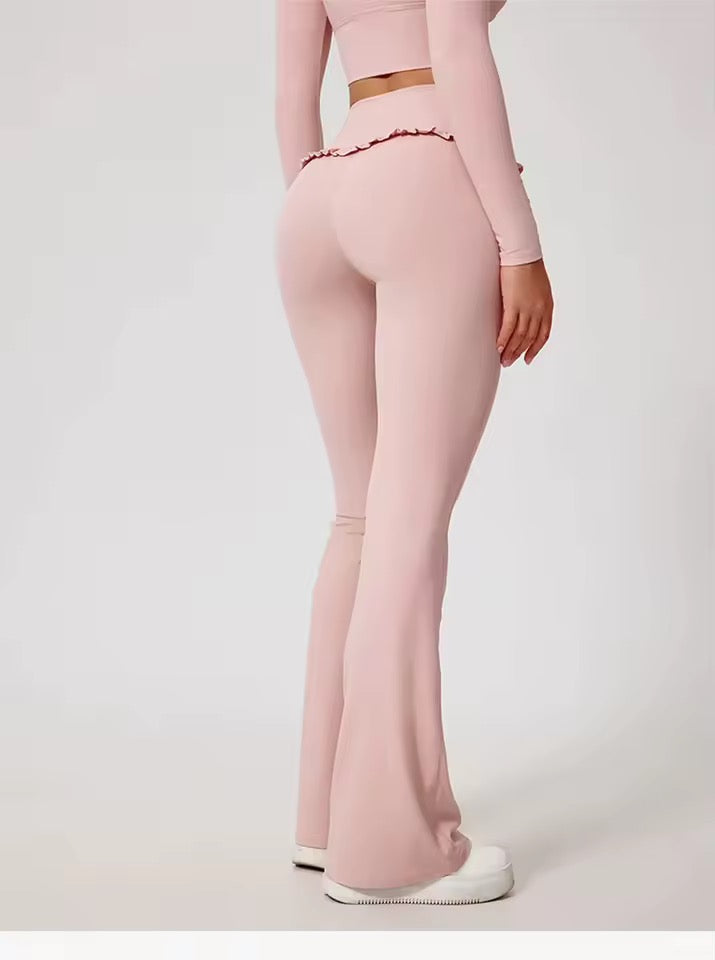 SYLA Grace 2-Piece Set – Long Sleeve Crop Top + Flared Pants