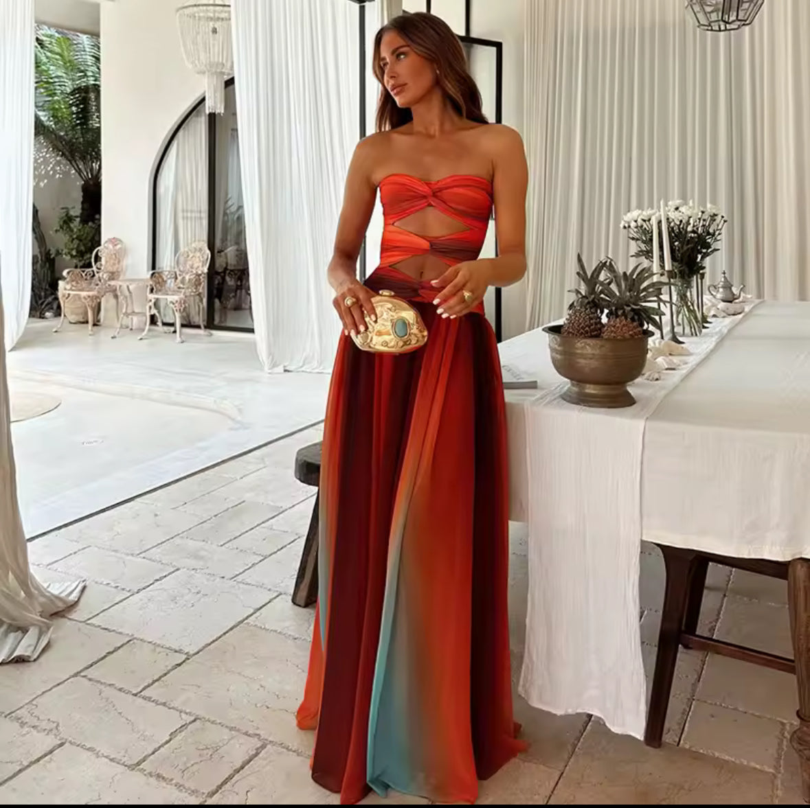 Solara Strapless Ombre Maxi Dress